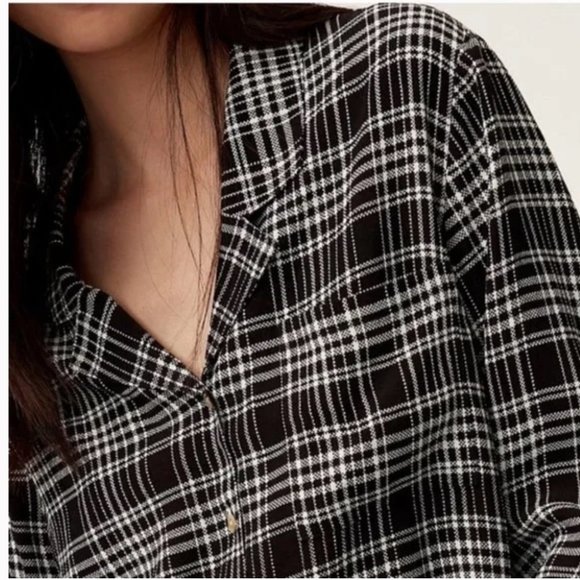 Aritzia Wilfred Free Camille Button Front Plaid Blouse - Picture 10 of 10